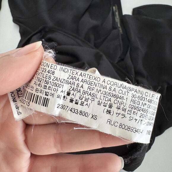 Zara Blouse Womens XS Black Ruffle Sleeve Chiffon Top Draped Back Whimsygoth‎ - Picture 4 of 7